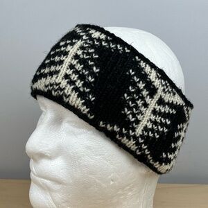 Mexicali Blues Winter Headband Ear Warmers 100% Wool Black & White Nepal